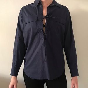 Equipment Lace Up Blouse